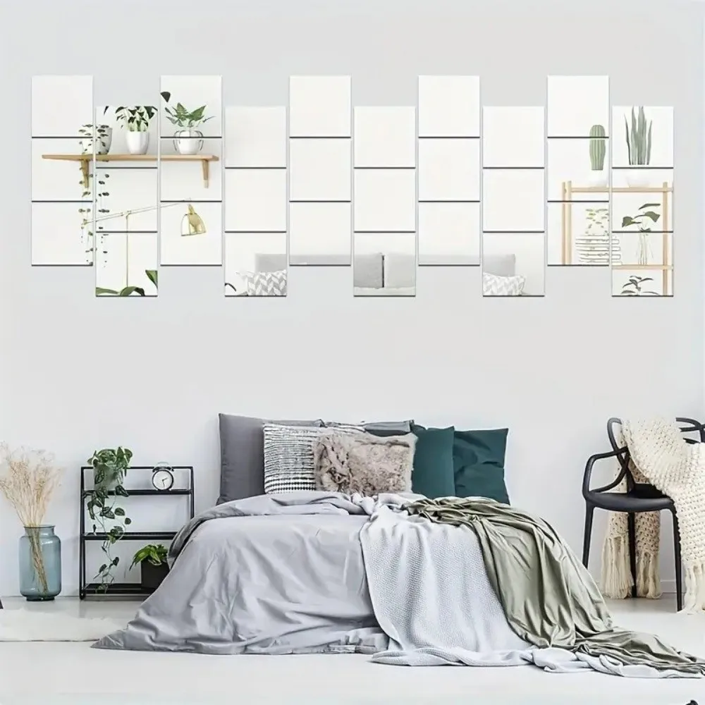 10 pcs Decorative DIY Wall Stickers Mirror Shatterproof Acrylic Glass Stickers Lightweight Decoration Flexible Mirror Kids Room