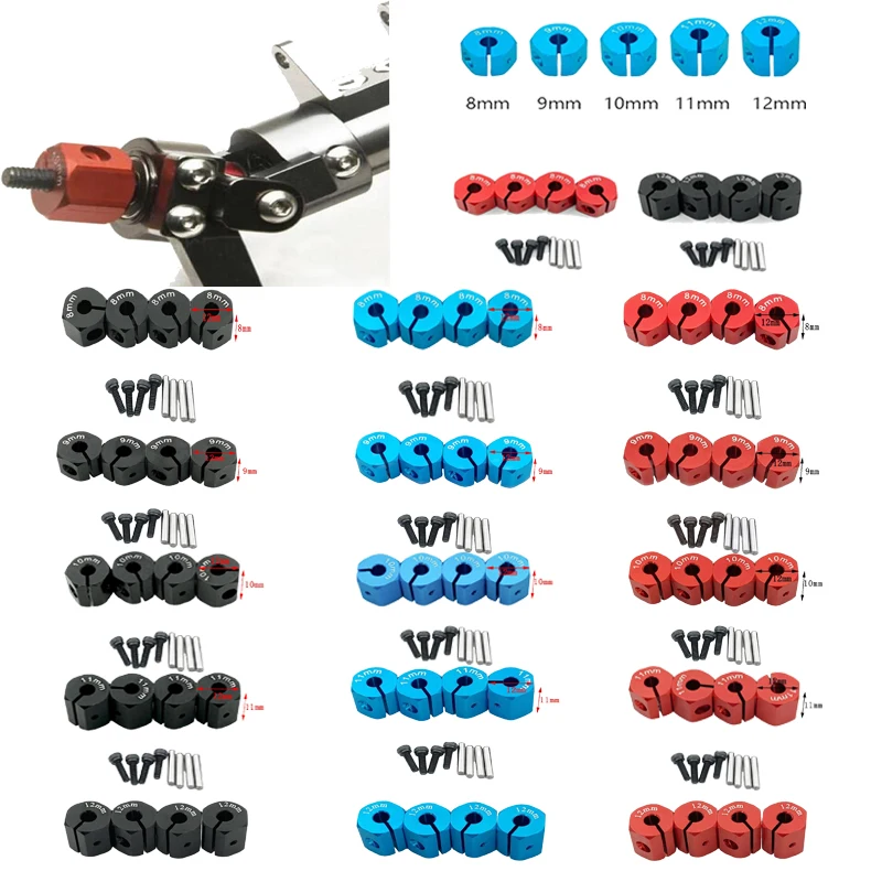 

RCGOFOLLOW 5/6/7/8/9/10/11/12mm Adapter Hex 12mm Drive Hub with Pin Screws for RC Auto Track Truck HSP HPI Tamiya Traxxas Slash