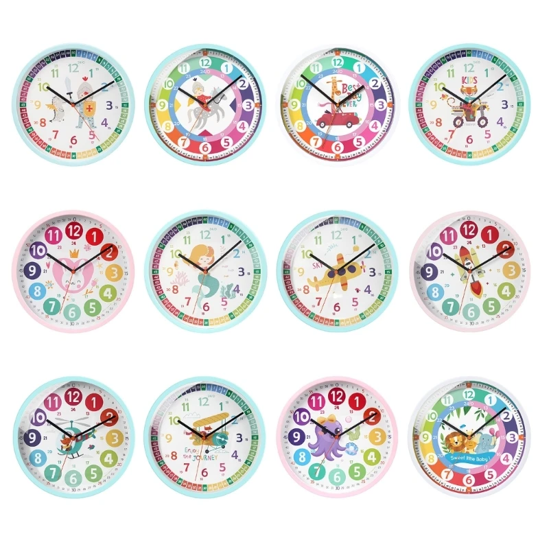 

Simple Child Alarm Clock 10inch Quiet Movement Analogs Learnings Clock Colorful Kids Clock Teaching Clock for Kids