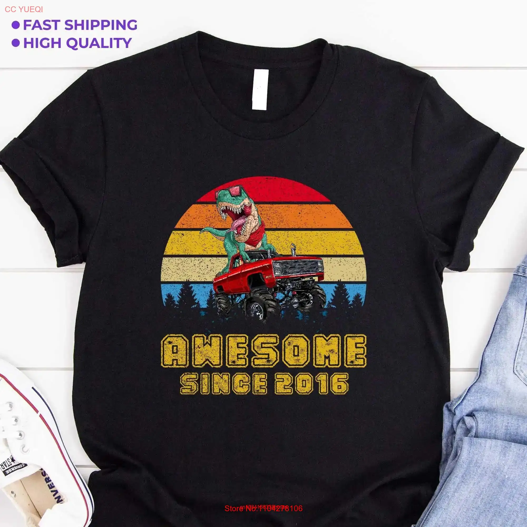 awesome since 2016 shirt seventh Birthday T 7th boy seven long or short sleeves