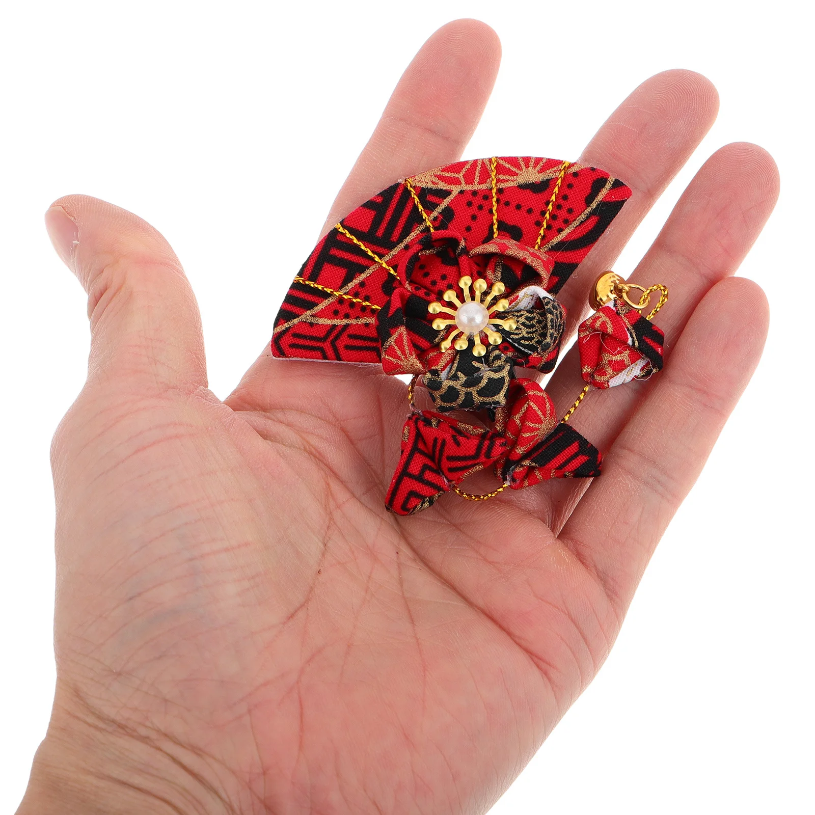

Handmade Japanese Kimono Hairpin Fan Shaped Clip with Flower Tassel for Traditional Yukata Cosplay Vintage Hair Charm