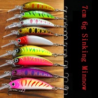 Artificial Sinking Fishing Lure, Minnow Swimbait, Bass Wobbler, Fishing Tackle, 7cm, 6g, 1Pc