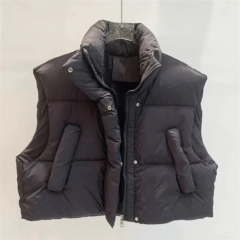 Autumn Winter Vest Women Thick Warm Down Vest Harajuku Loose Jacket Casual Outerwear Short Waistcoat Windproof Vests Coats