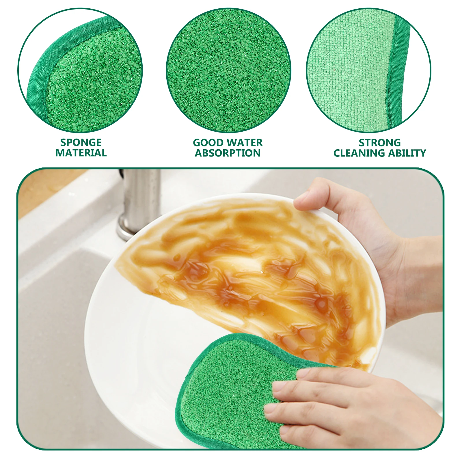 

5pcs Household Scrub Sponges Multi-Function Cleaning Sponge Dish Wok Bathroom Kitchen Accessory Reusable Compact Strong Water