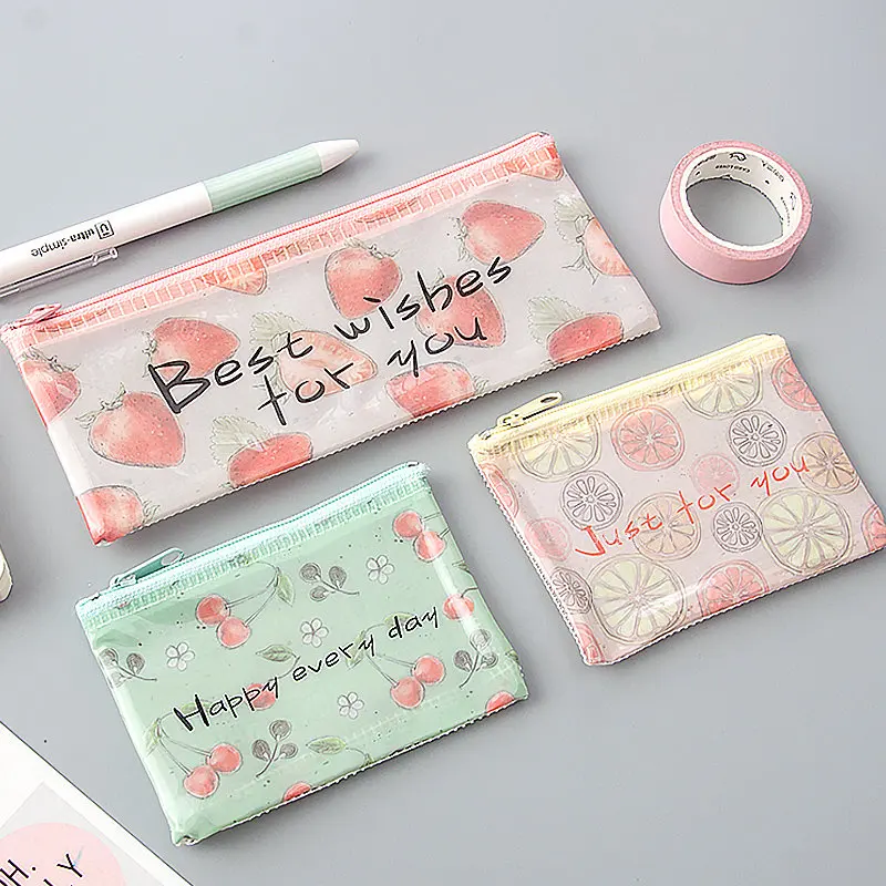 Transparent Zipper File Bag Student Stationery Pencil Bag Handbag Storage Bag File Receipt Paper Clip Pencil Bag Change Purse