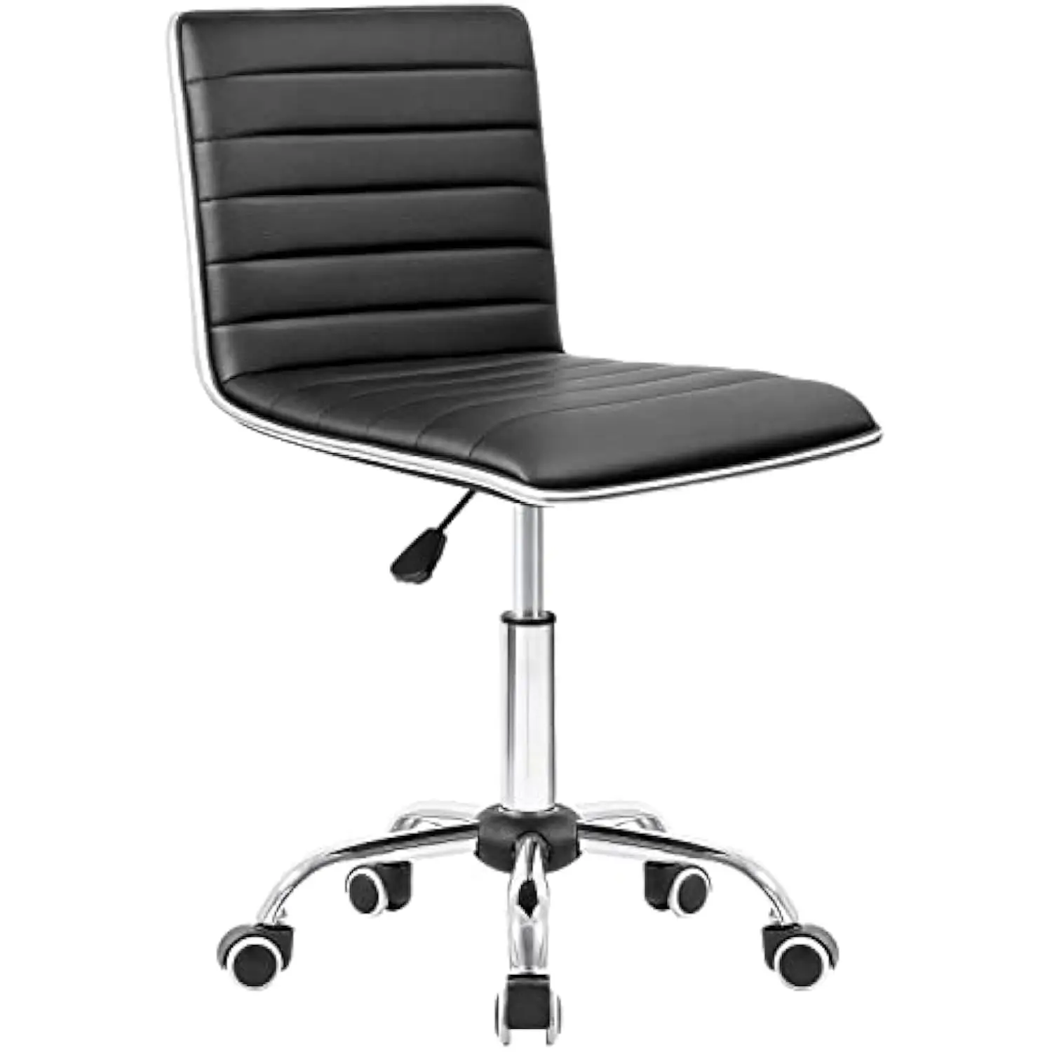 

Modern Adjustable Low Back Armless Ribbed Task Chair Office Chair Desk Chair, Vanity Chair Swivel Rolling Leather Computer Cha
