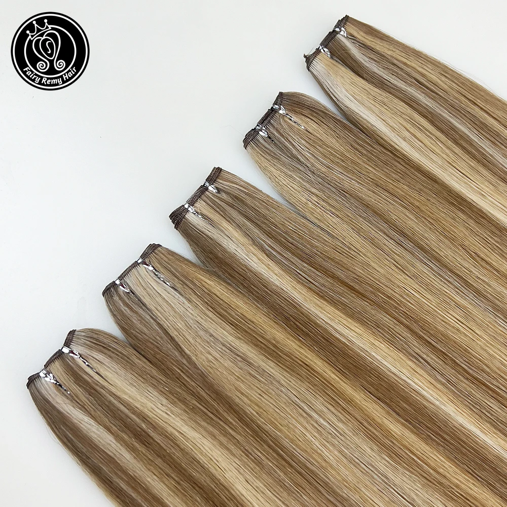 Extensions de cheveux naturels Remy, nickel é, trame invisible, 16-24 pouces