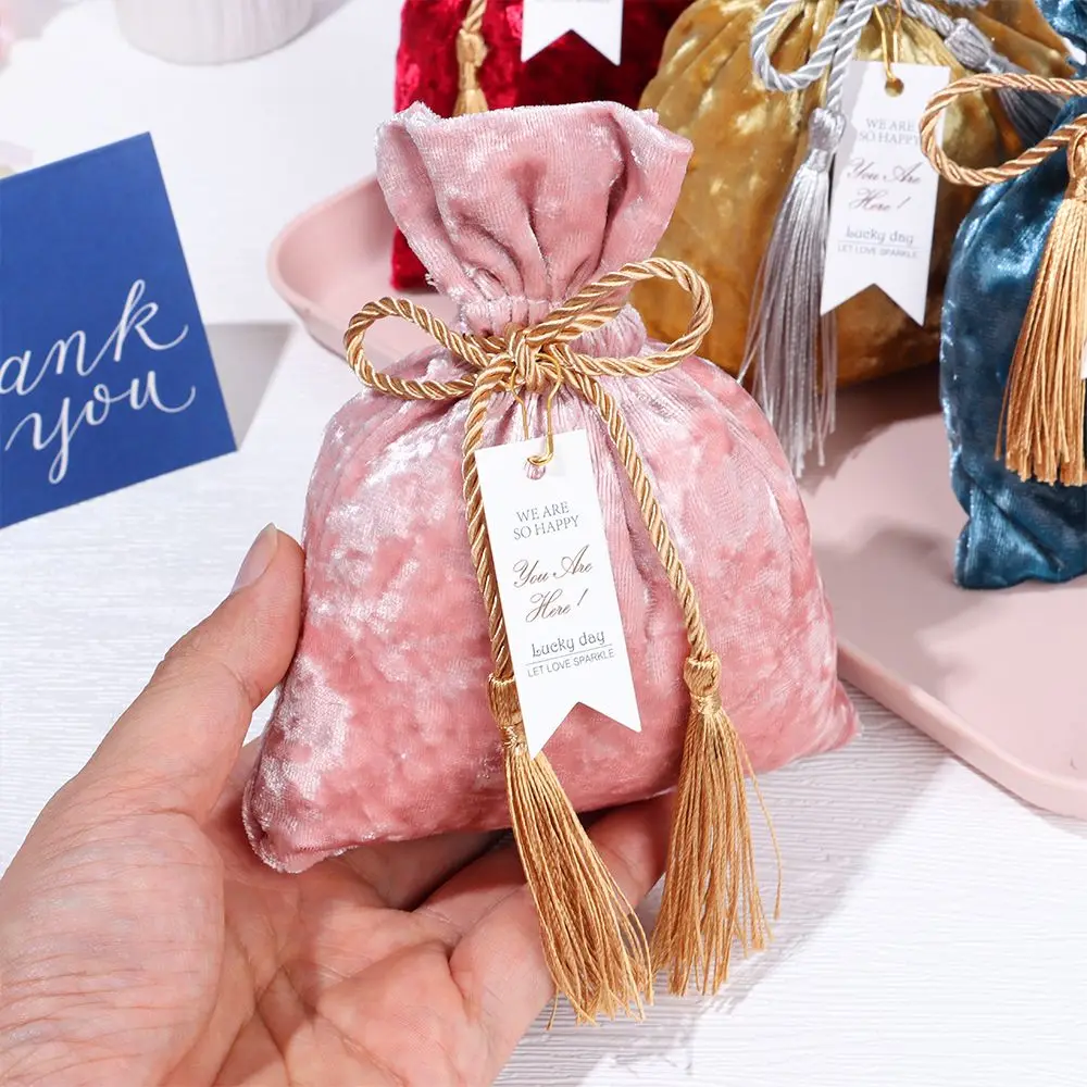 Dust Protect Wedding Party Trendy Candy Pouches Drawstring Pocket Velvet Candy Bag Gift Bags