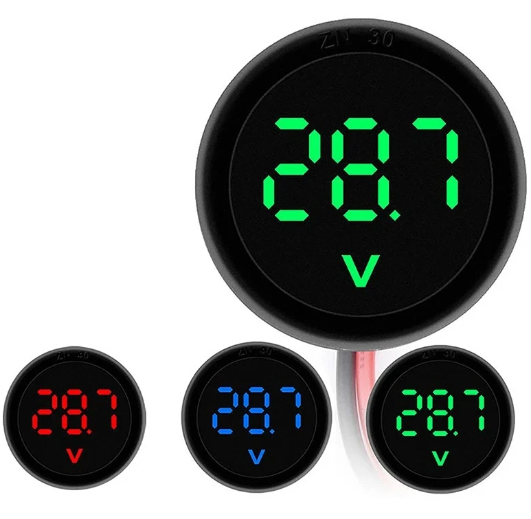 DC4-100V 이선식 원형 DC 디지털 전압계 디스플레이 역방향 연결 보호 미터