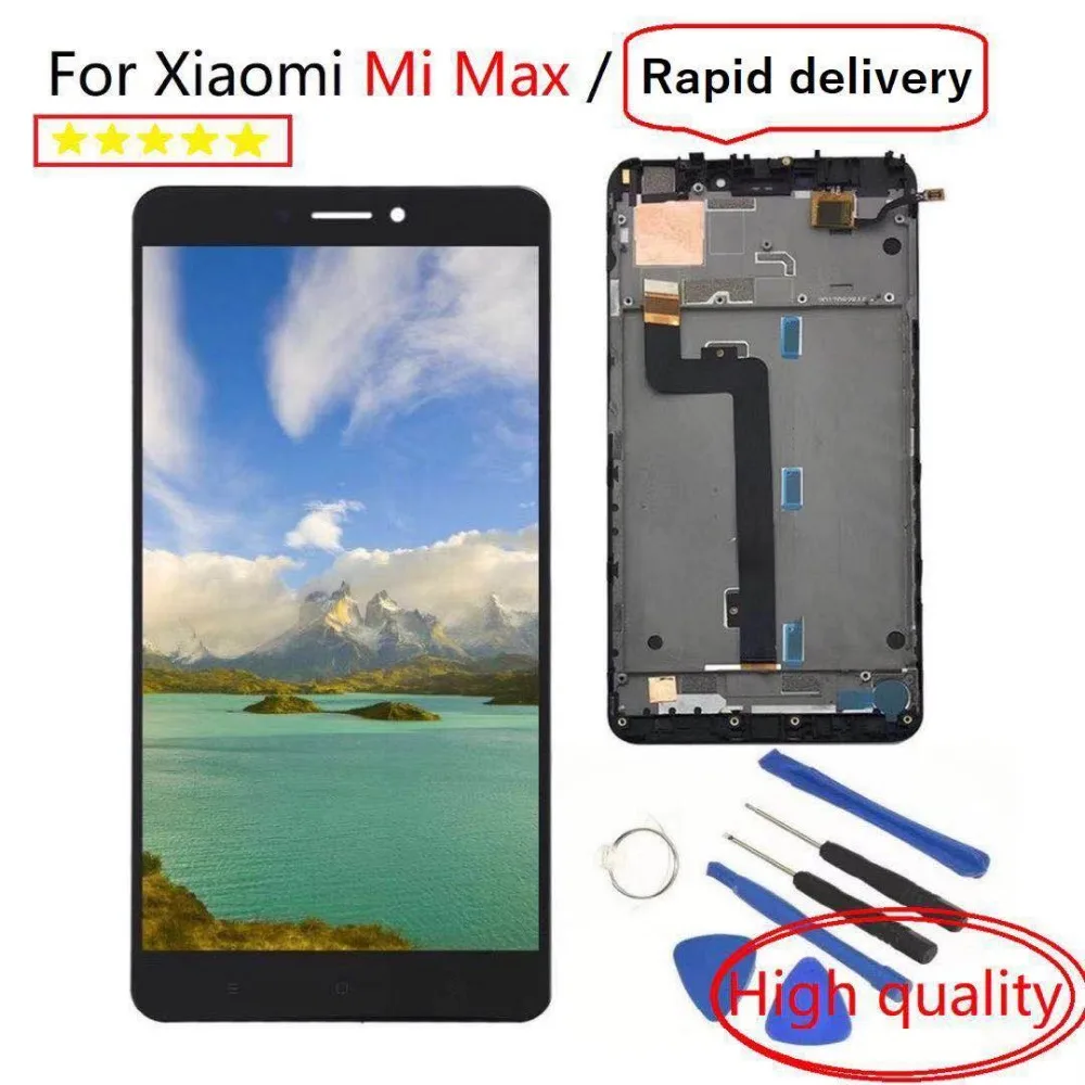 100% test original screen for XIAOMI Mi Max LCD display touch screen mimax with frame for millet Mi Max LCD display replacement