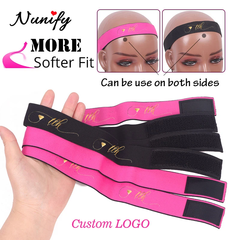 

Personalized Wig Band Pink Edge Melt Band Lace Frontal Customize Adjustable Elastic Band With Logo Purple Headband For Wig Green