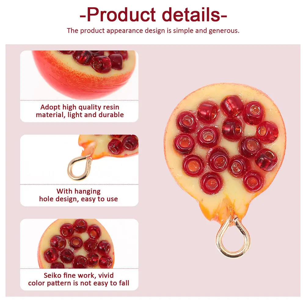 

6Pcs Resin Jewelry Charms Opening Pomegranate DIY Earring Pendants Necklace Bracelets Decorative Pendants Jewelry Accessories