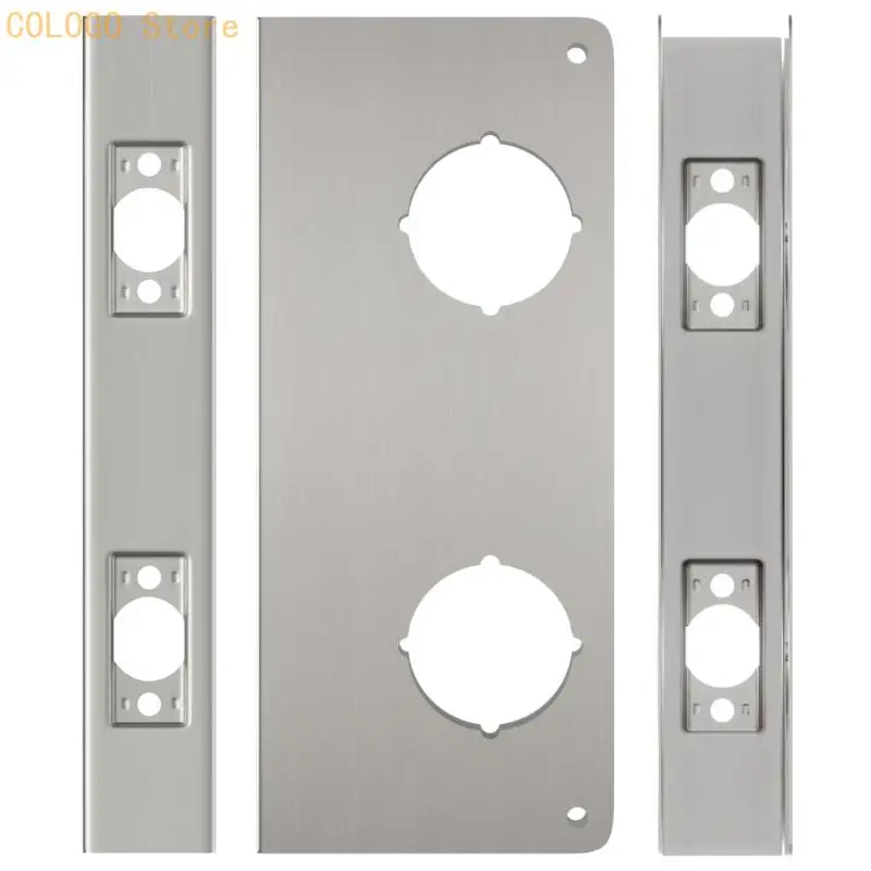 Door Hardware Repair Plate, Two-Hole Steel Rectangular Form with Matching Face and Side Openings for Reinforcing or Repairing