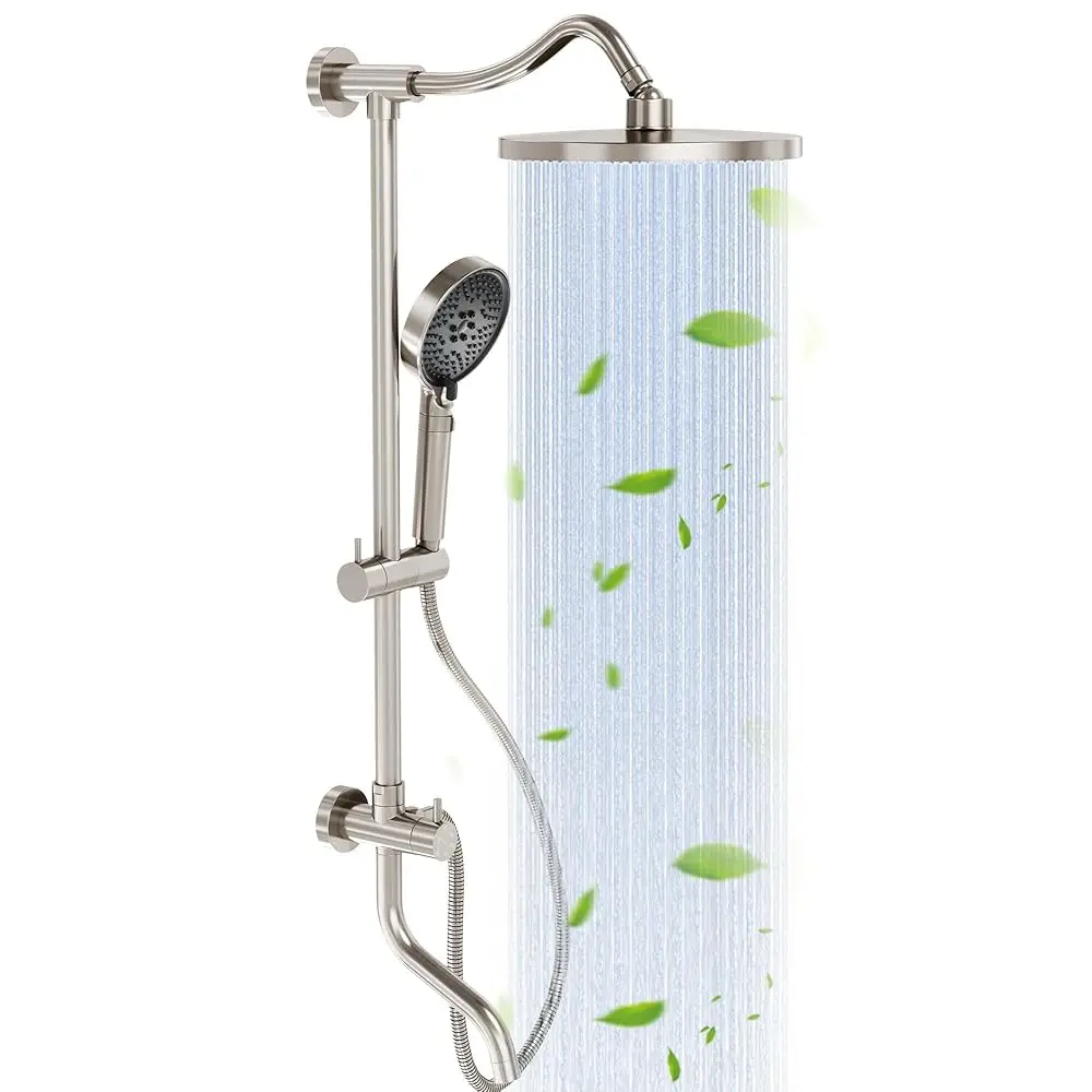 

AllexpreskRainshower Head with Handheld Spray, Retrofit Shower System with Solid Brass Connecter, High Pressure Shower Head with