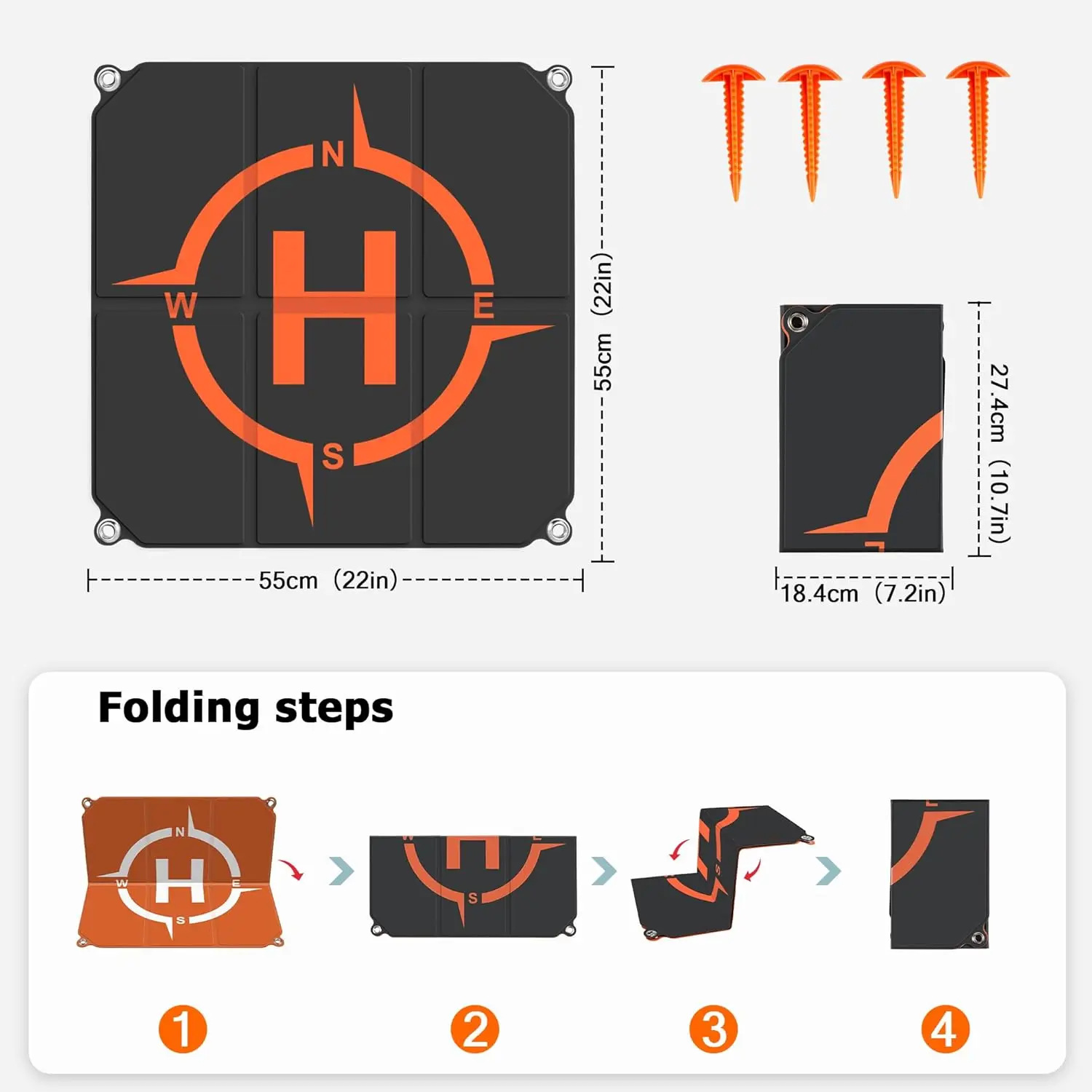STARTRC Drone Landing Pad Universal Quick Foldable Landing Platform for DJI Neo/Mini 4 Pro Holy Stone/FPV Drone 22 inch/55 cm - Image 5