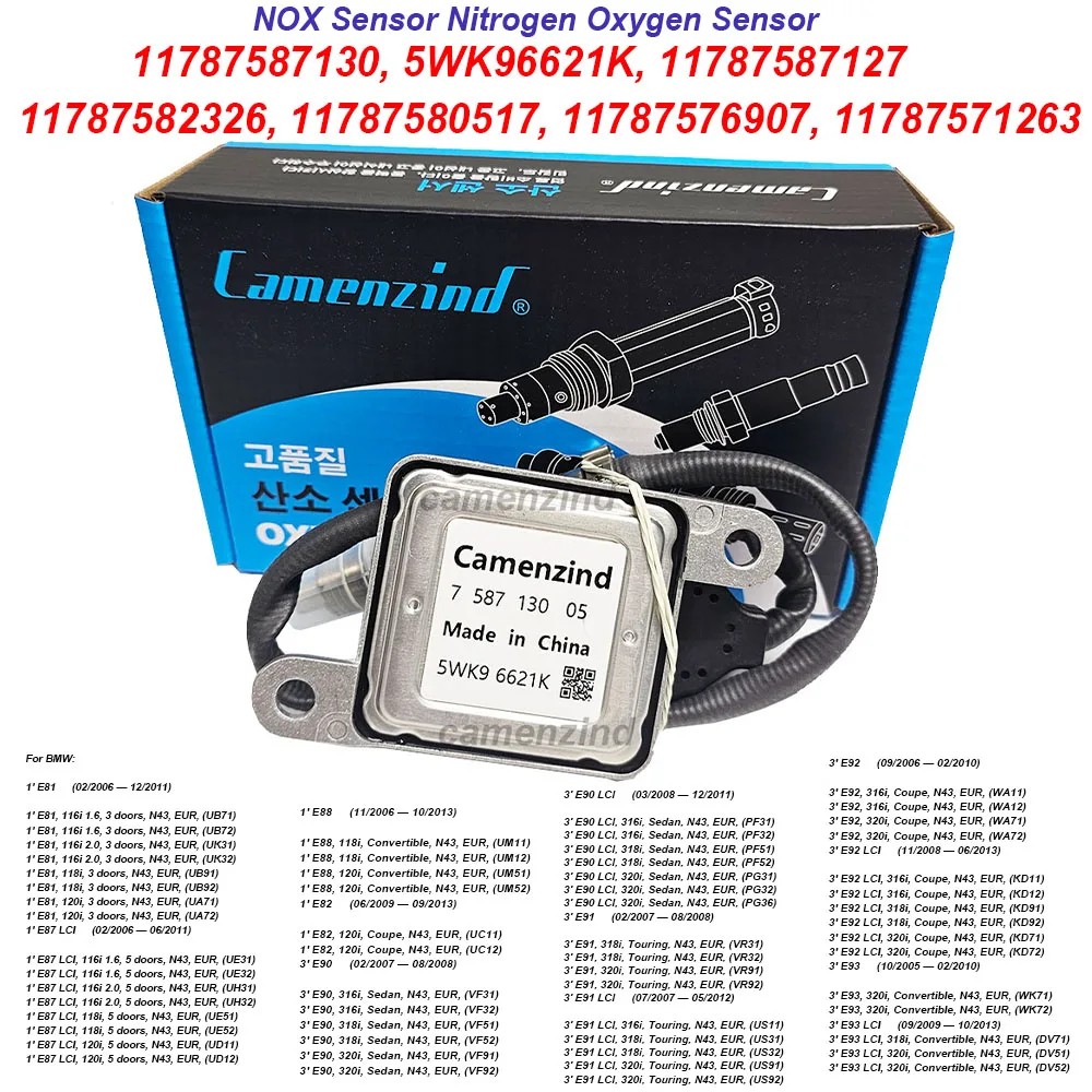 NOx-Sensor für BMW E81 E82 E88 E90 E91 E92 E93 N43 11787587129 11787587130 5WK96621K 5WK96621J Stickstoff-Sauerstoff-Sensor 11787582326 11787587127 11787571263 11787576907 7587130 7582326 7571263