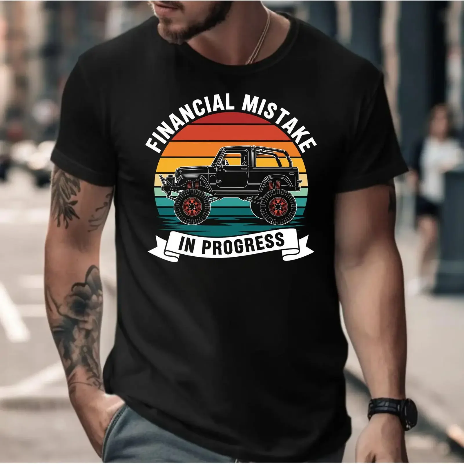 Retro Pickup Truck Financial Mistake in Progress T Shirt Funny Project Mechanic Off Road 4x4 Car Guy  vintage Washed Stylish