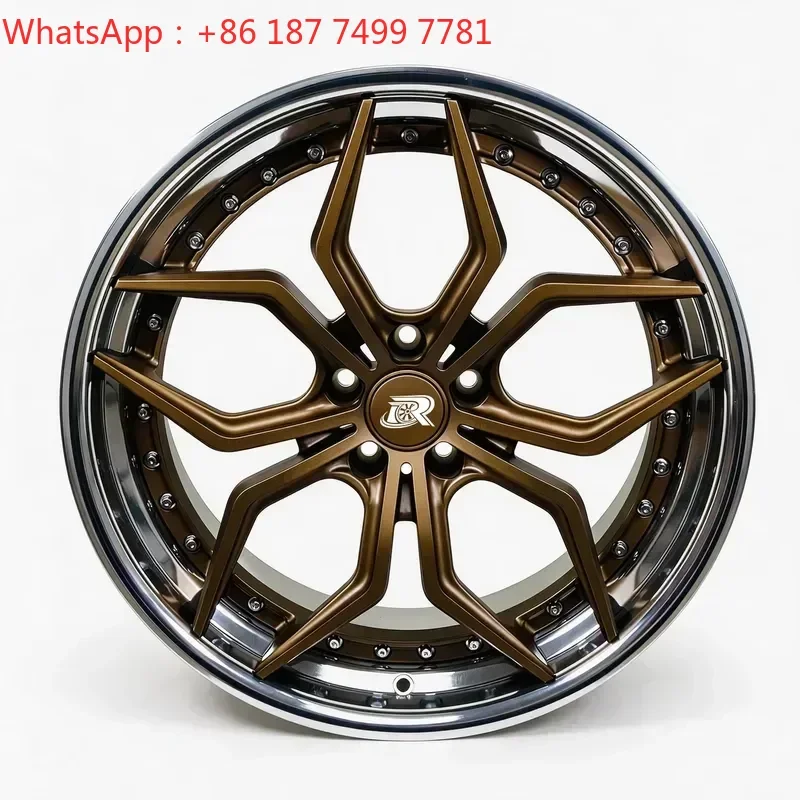 Custom 2 Piece 5 Lug Forged Wheels 15 16 17 18 19 20 Inch 5x114.3 5x120 5x112 4x100 5x114.3 Alloy Split 5 Spoke Car Forged