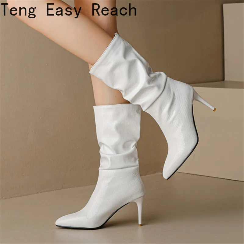 

New Fashion Pointed Toe Women's Nude Boots Fashion Party Boots Sexy Stiletto Boots Women's Autumn white green black 2022