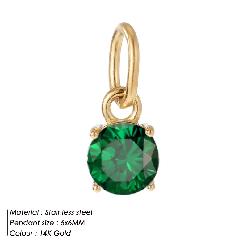 Aço inoxidável CZ Birthstone Charms, pingente de cristal elegante, fazer colares e pulseiras, joias para mulheres, presente menina, 10 peças