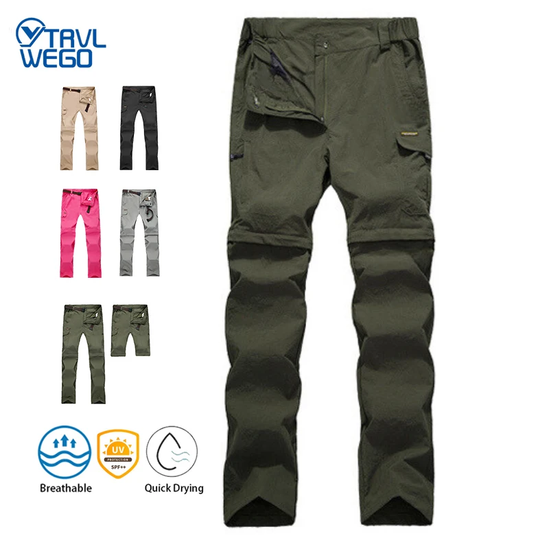 TRVLWEGO Women\'s Hiking Cargo Pants Water-Resistant Quick Dry UPF 50+ Lightweight Travel Camping Work Pants Polyester Trousers