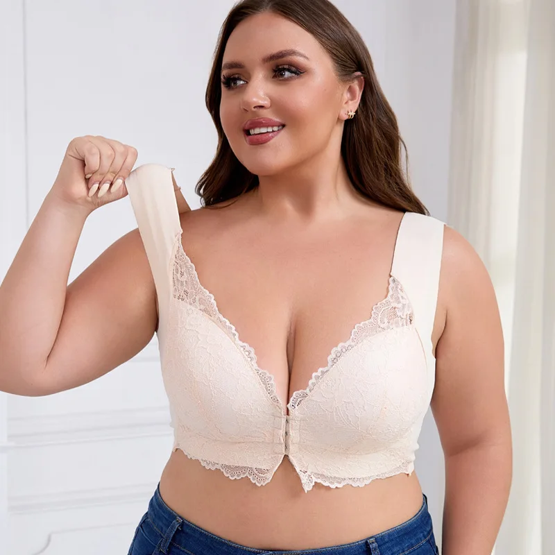 Ross Border engorde y sujetador de talla grande con chaleco fino con hebilla frontal para mujer, fruncido con parte de atrás bonita y arreglo de hebilla frontal