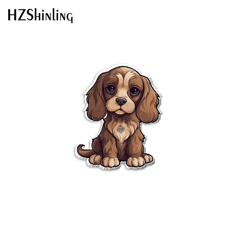 2024 New Cocker Spaniel Acrylic Lapel Pin Cute Dogs Epoxy Butterfly Clasp Pin Handmade Butterfly Brooch