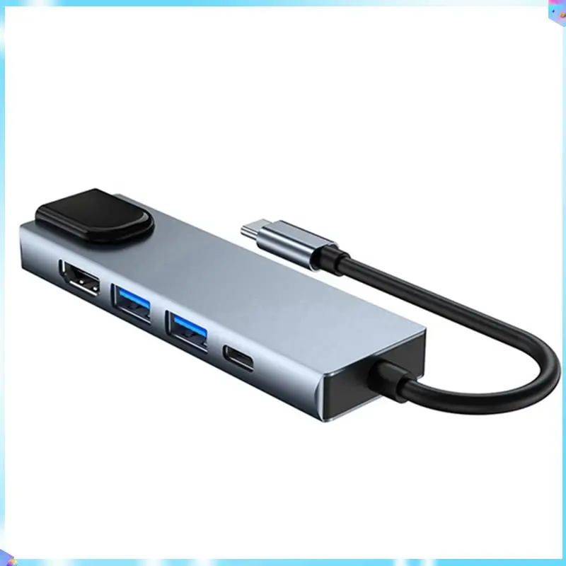 N93R multifunctioneel type C dockingstation: 5 poorten inclusief - compatibele 4K, RJ45, USB 3.0 voor laptop