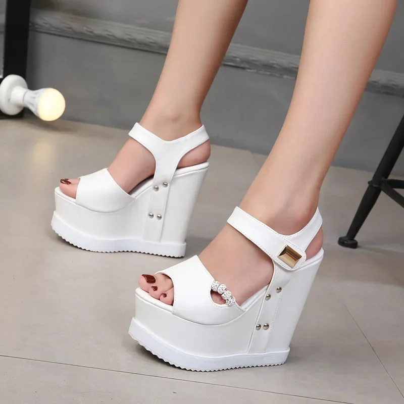 New Fashion Roman Style Runway Sandals Super High Heel Waterproof Platform Wedding Shoes Summer Weave Design Women Pumps