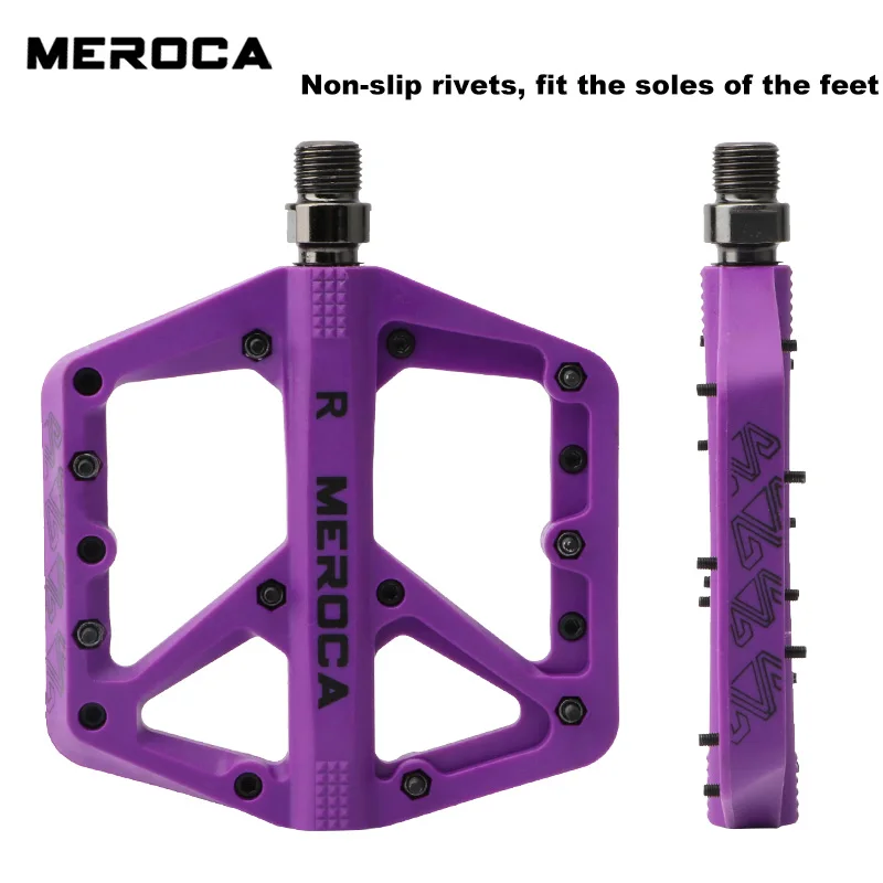 Meroca Bicycle Pedal Mtb Nylon Plastic Platform Bearing Pedal Mountain Bike Flat Footrest Speed Ultralight Vtt Crank Brothers