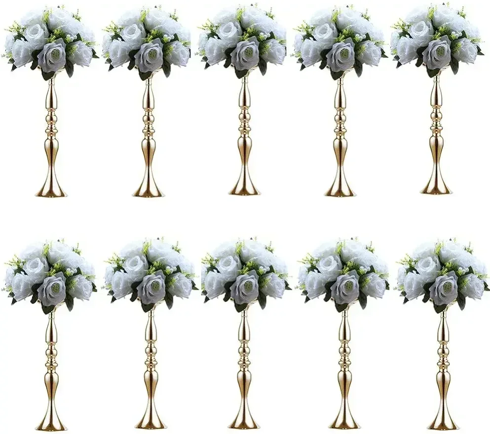 Nuptio Vases for Centerpieces 10 Pcs Gold Vases Wedding Centerpieces for Tables Versatile Metal