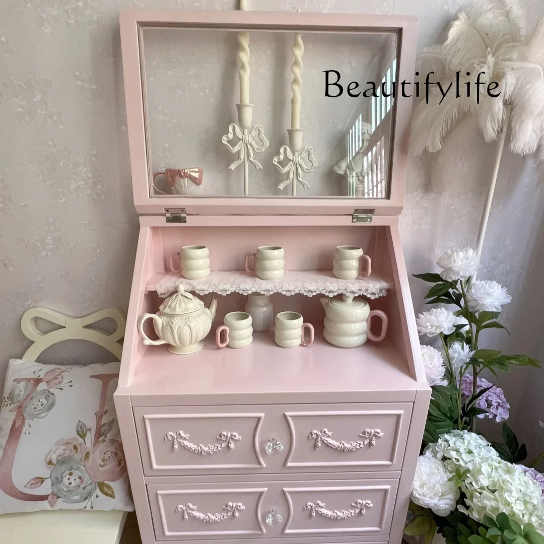 

JB Simple French Drawer Retro Solid Wood Chest Cabinet Dining Side Cabinet Color Storage Storage Display Cabinet Designer Model