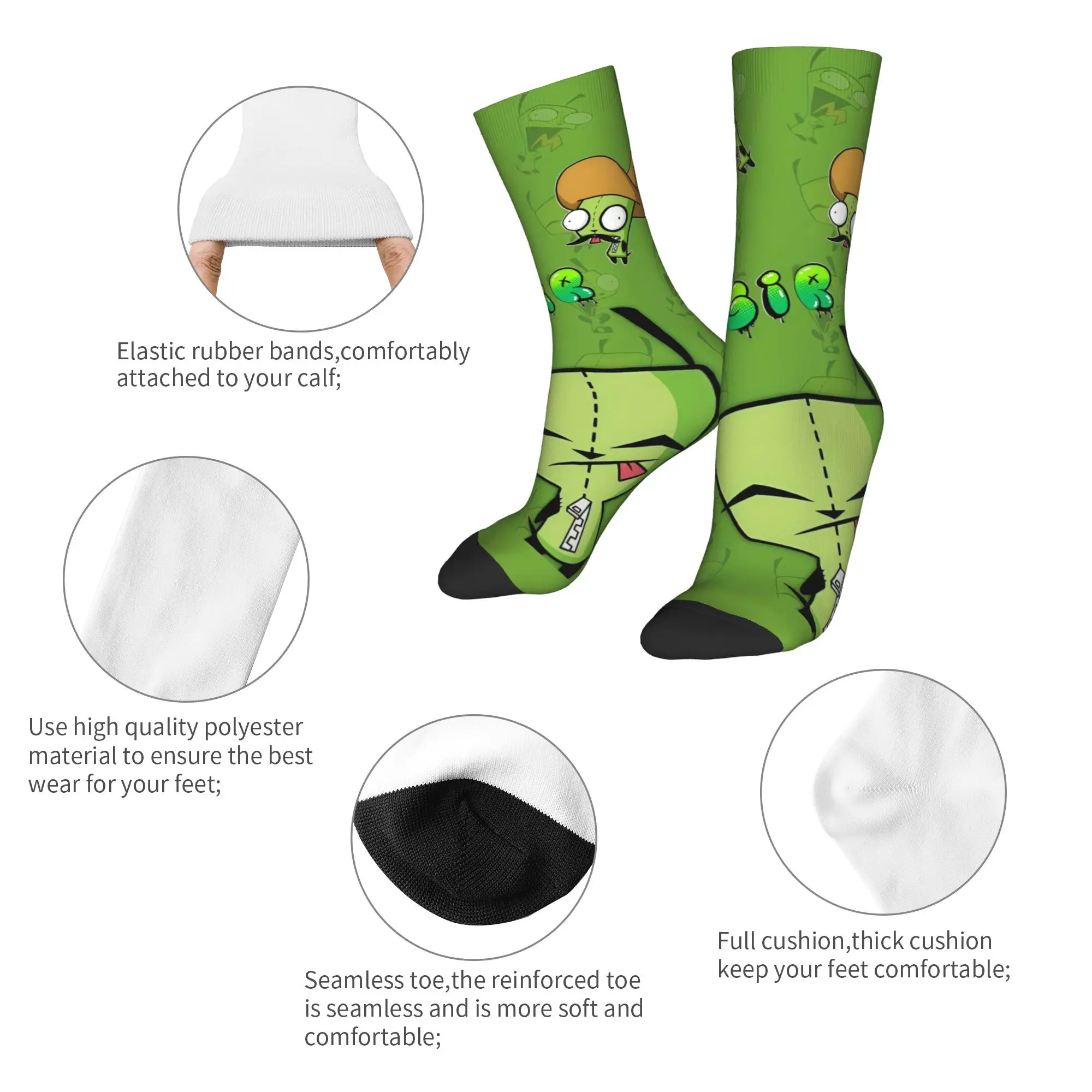 Autumn Winter Colorful Women Men Invaders Zims  Socks Cartoon Breathable Sports Socks,
