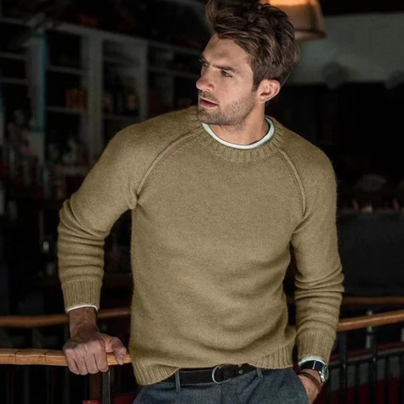 Man Sweater 2025 Autumn Winter Men's Knit Sweater Casual Fashion Solid Color Daily Wear Pullover
