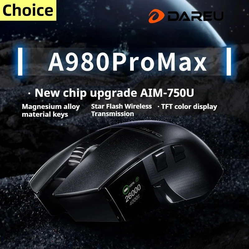 

Мышь DAREU A980pro Max беспроводная, Usb/Bluetooth 3 режима, сенсор Paw3395, низкая задержка, легкая игровая мышь из магниевого сплава для киберспорта