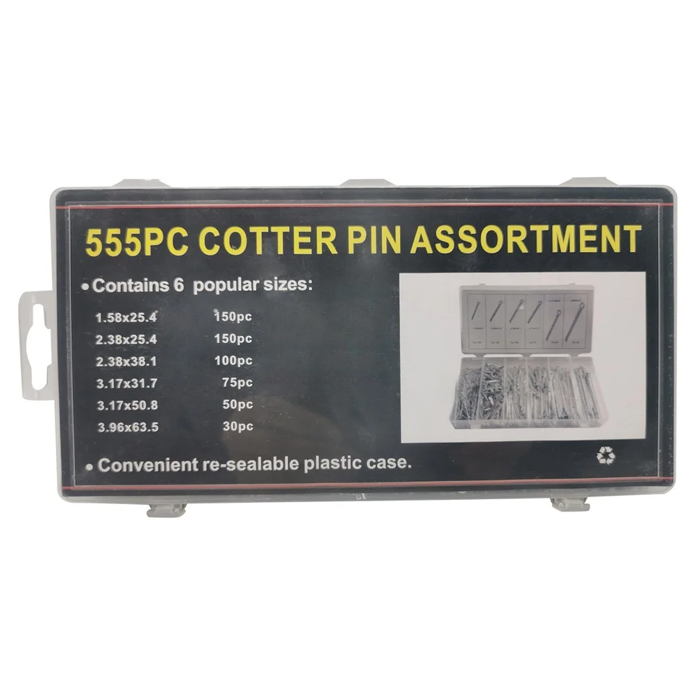 Electroplated Cotter Pin Assortment 555PC R Clip Hairpin Spring Pins for Consistent Performance in Harsh Environments