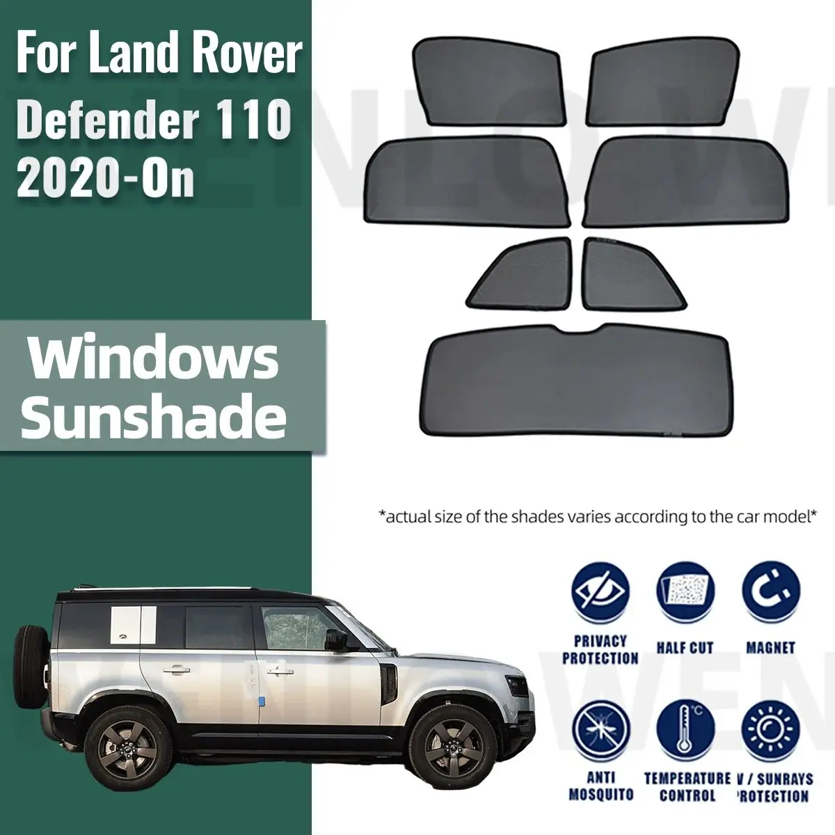 

For Land Rover Defender 110 L663 2020-2024 Magnetic Car Sunshades Front Rear Windshield Blind Curtain Baby Side Window Sun Shade