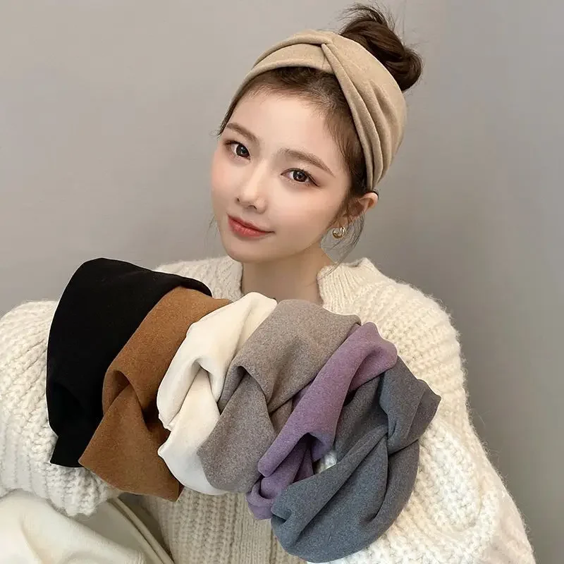 Diadema elegante de ala ancha para otoño e invierno, aro Simple para el cabello para lavar, ejercicio físico, accesorios para el cabello de salida