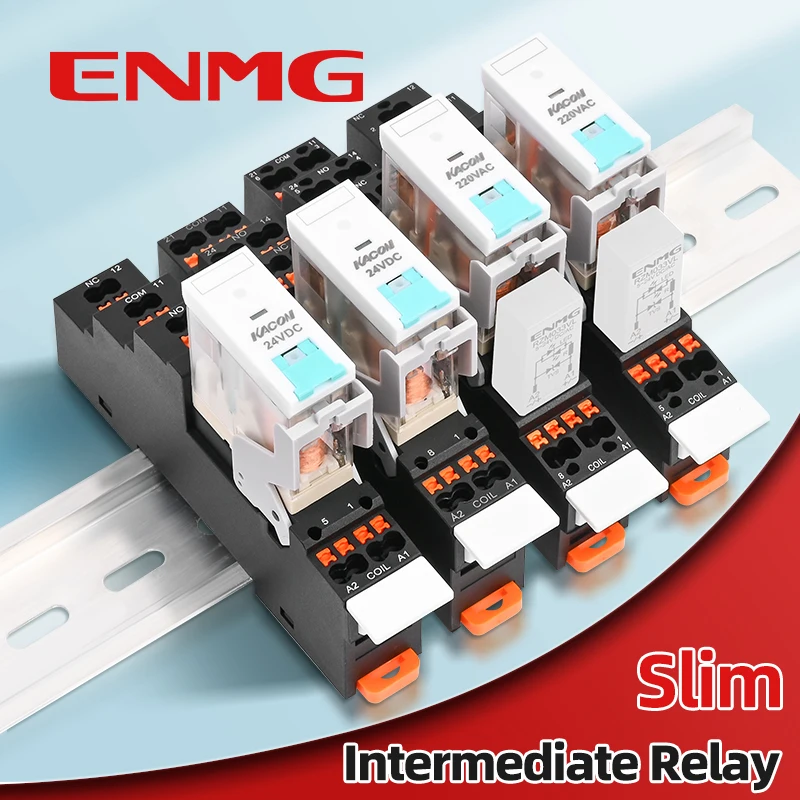 K708 Electromagnetic Intermediate Relay Module, Mini DIN Rail Mount Solid State SSR with Base AC220V for Industrial Automation C
