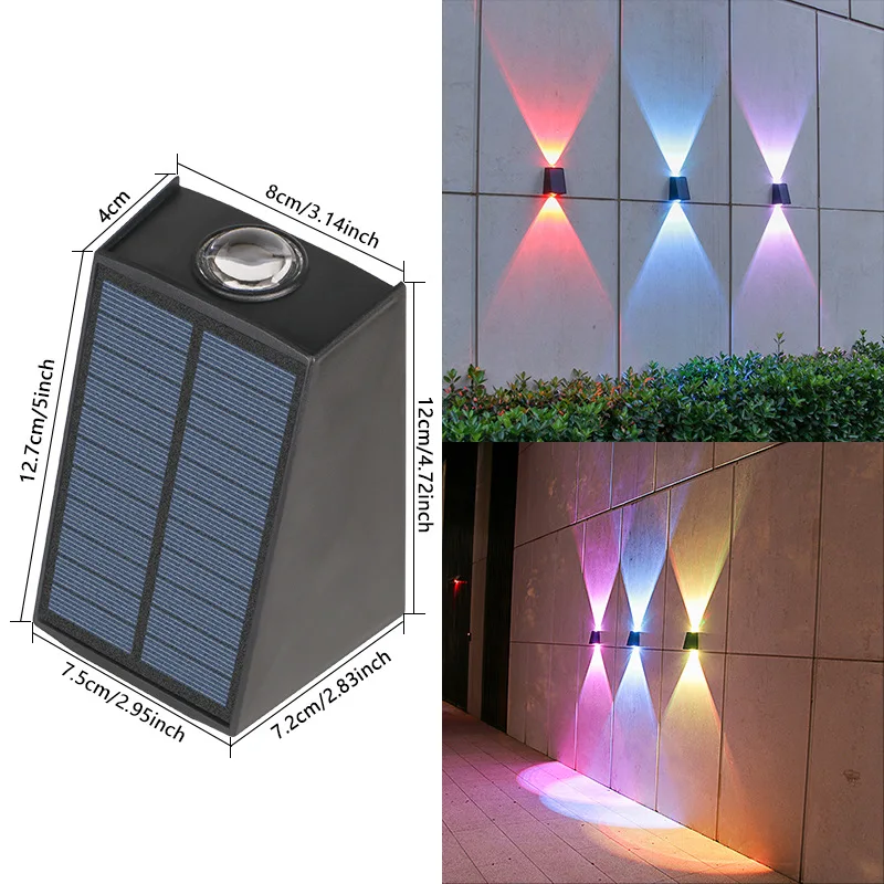 Imagem -05 - Parede Solar ao ar Livre Light up Down Lâmpada ao ar Livre Impermeável Sconces Lights para Garage Garden Yard Multicolor Pacote 4