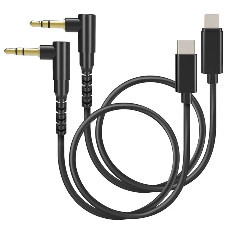 ABJF-2PCS Audiokabel Stecker auf Stecker 3,5 mm TRS auf USB C + 3,5 mm TRS auf Lightning für PC Mikrofon iPhone Ipad Android Mac