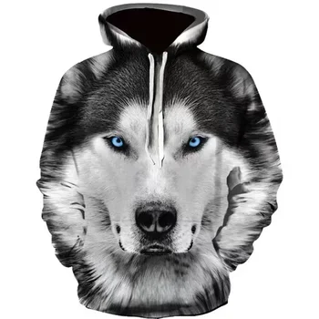 Sweat à capuche loup imprimé en 3D, pull cool, manches longues, personnalité animale, mode européenne et américaine, offre spéci