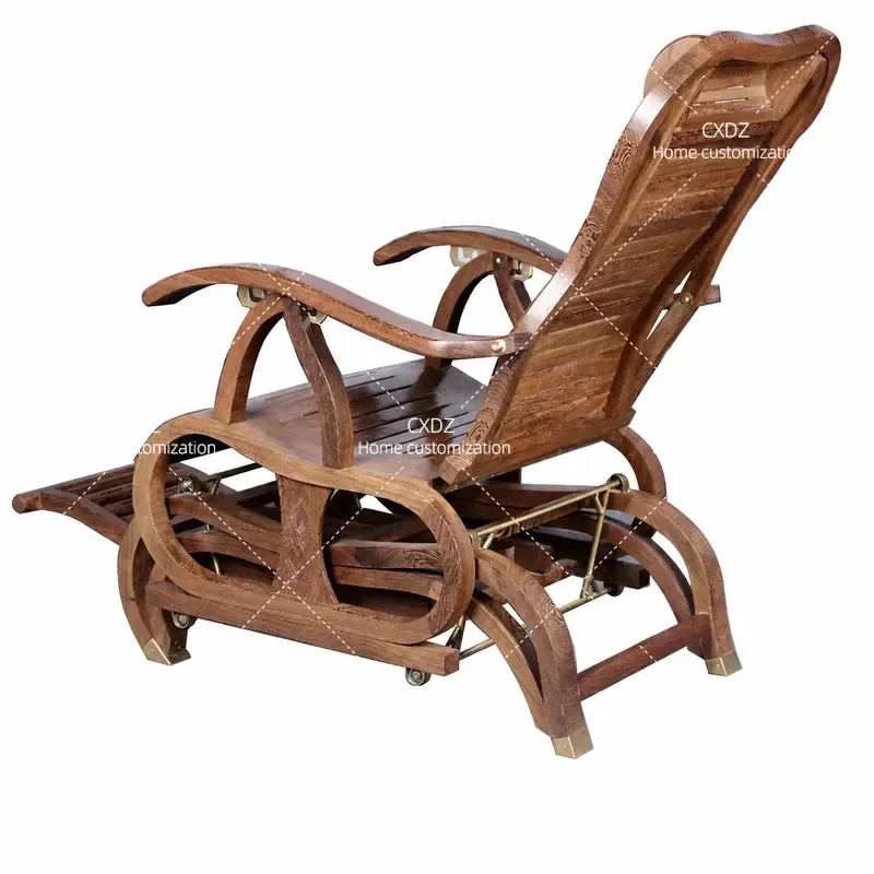 Solid Wood Rocking Chair Recliner Lazy Sofa for Balcony Elderly Leisure Home Furniture Comfortable Seat