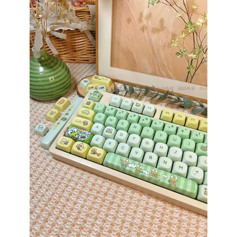 Sanrio Keroppi Kawaii Cinnamoroll Keycaps Cartoon Style PBT Mechanical Keyboard Key Caps MOA Highly Cute Keyboard Accessories