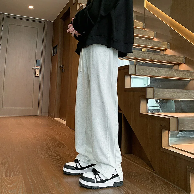 

ey Casual Sport Pants Men's Spring Autumn Wide Leg American High Street Hiphop Straight Leg Sweatpants Leisure Trousers