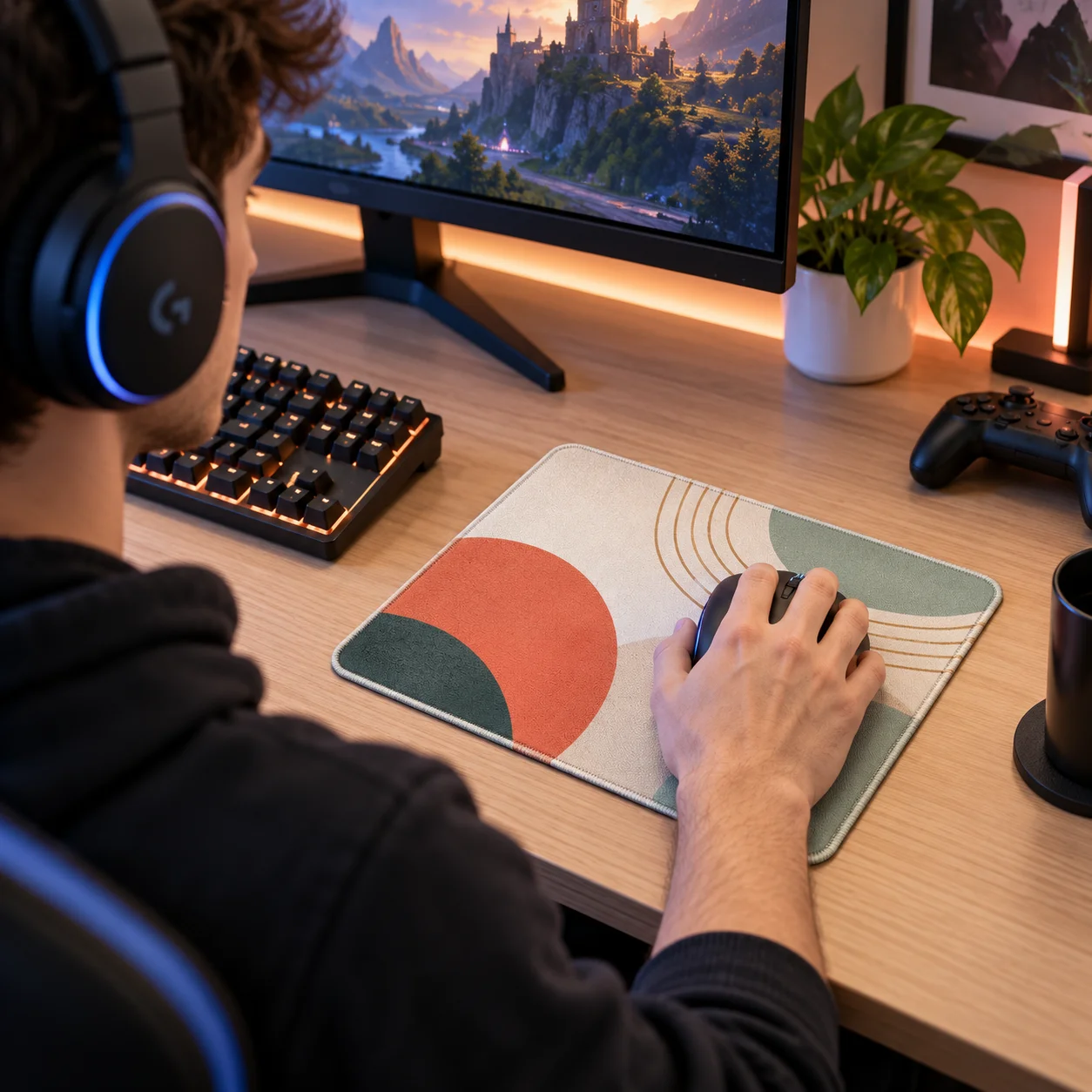 Custom Mouse Pad Single‑Sided Print Non‑Slip Rubber Base Portable Foldable Desk Mat Smooth Surface for Office Home Gaming Person