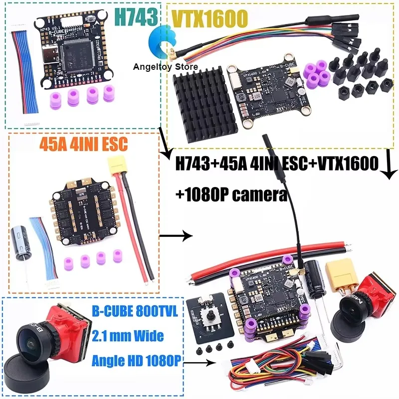 TopessAngeltoy H743 Flight Control 45A/60A 4INI ESC VTX1600 1080P Camera ArdupilotI APM NAV Betaflight Flight Controller RC Dron