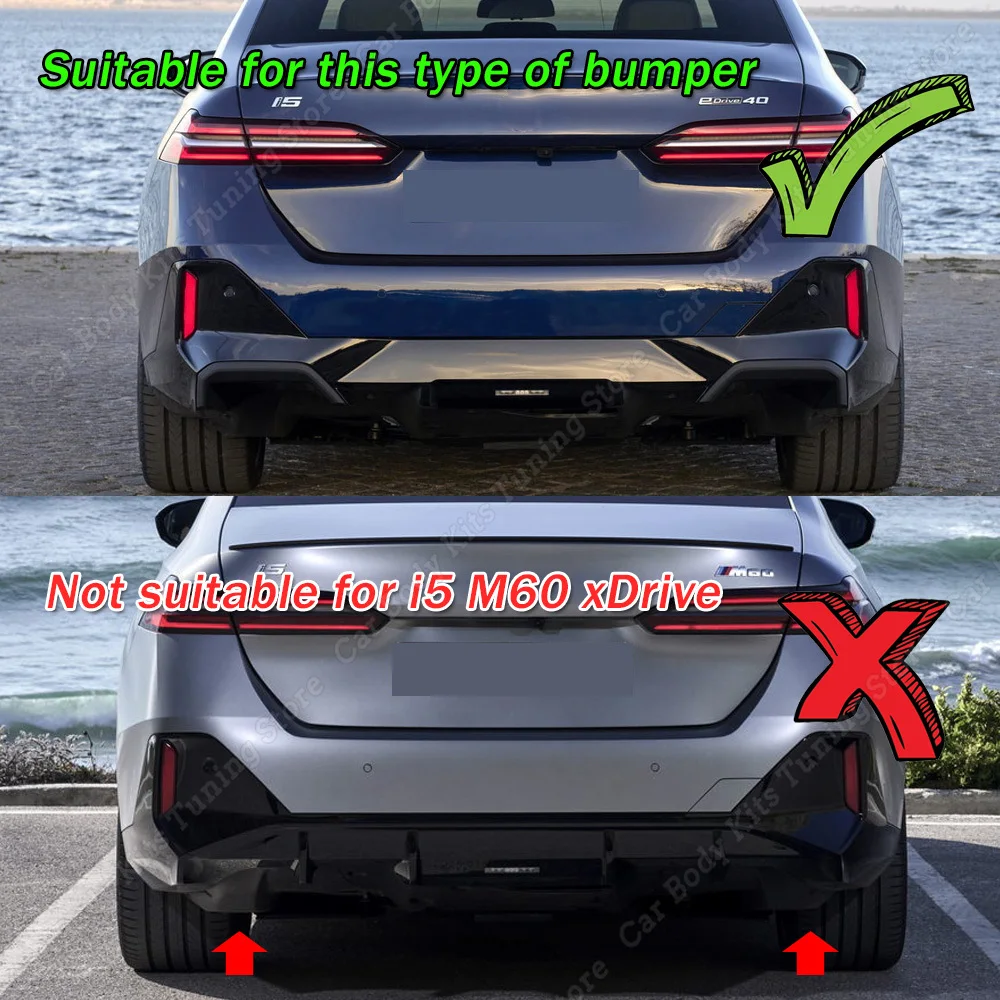 For BMW 5 Series G60 Sedan & i5 eDrive 40 M Sport 2024+ Gloss Black Rear Bumper Diffuser Splitters Spoiler Lip Car Modification