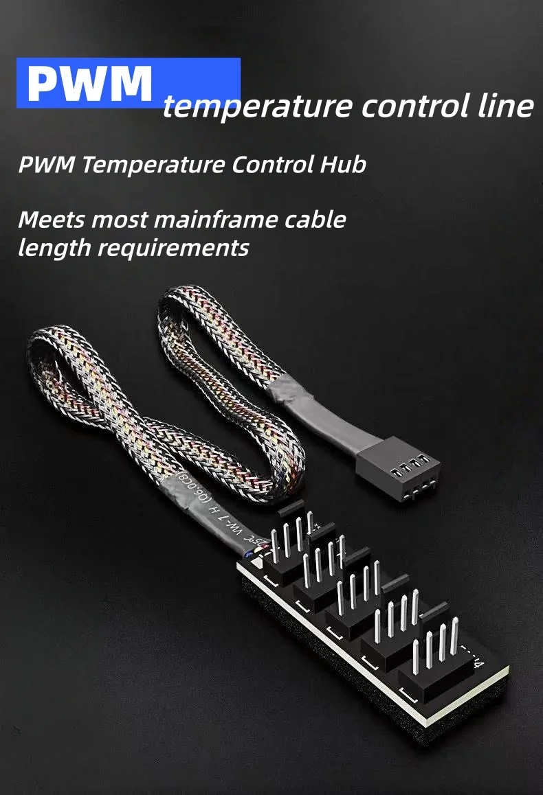 Concentrador de Control de Temperatura PWM de 4 Pines para Placa Base, 1 Conector para 5 Ventiladores, Pequeño y Elegant