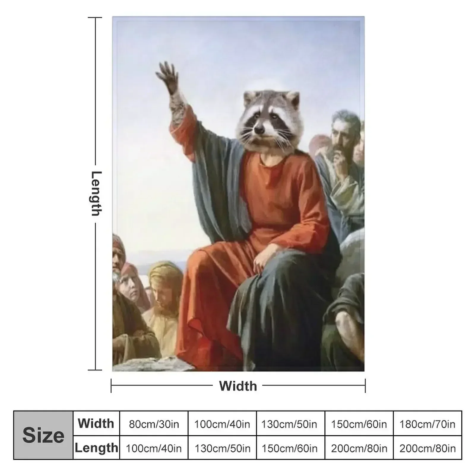 Raccoon Jesus Throw Blanket couch cozy soft plush fuzzy picnic outdoor blanket
